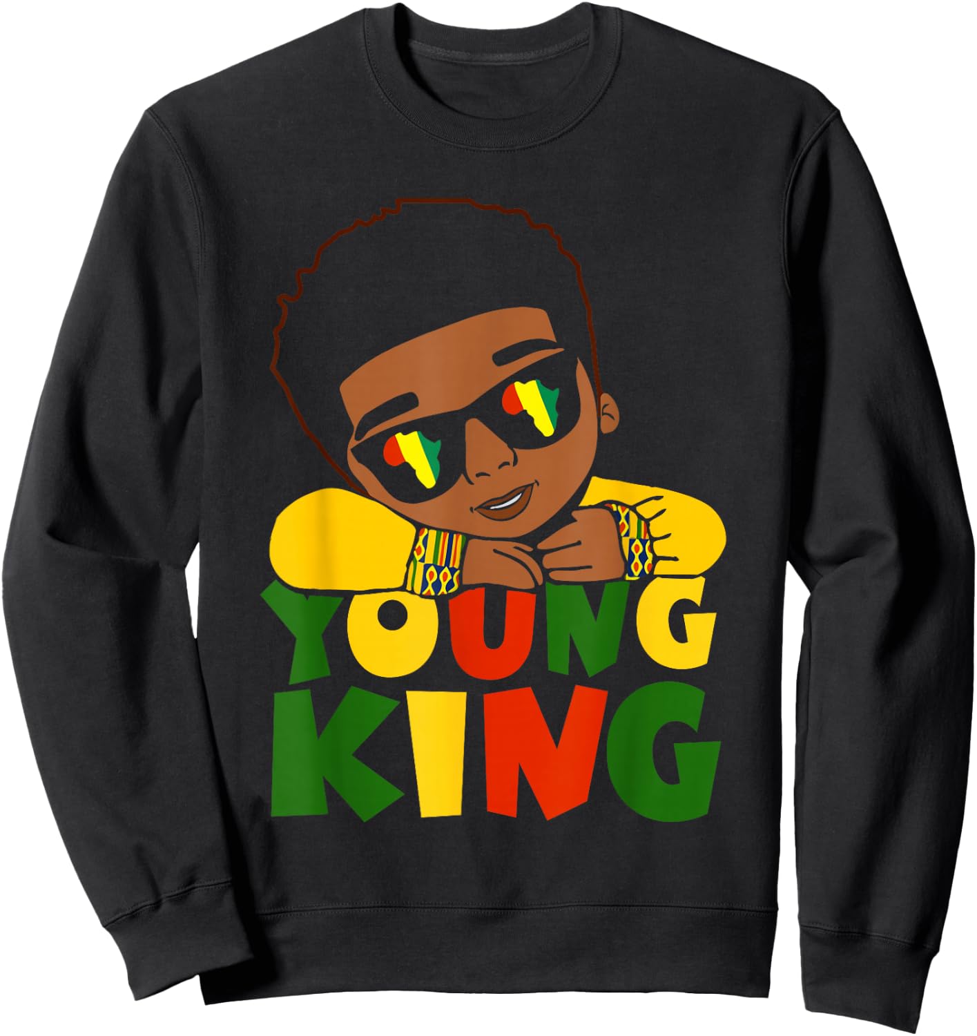 Black Young King Black History Month Kids Afro Boys Men Sweatshirt - Sweatshirt | Black