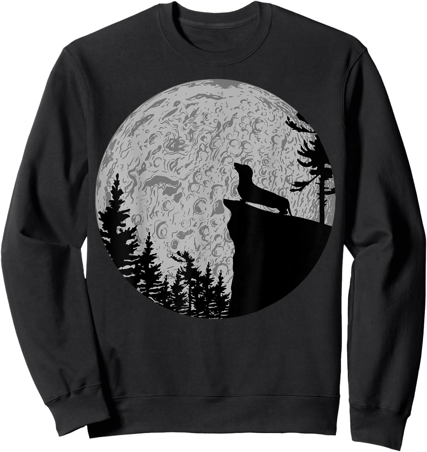 Cool Dachshund Full moon Dog Lover Men Women Girls Kids Sweatshirt - Sweatshirt | Black