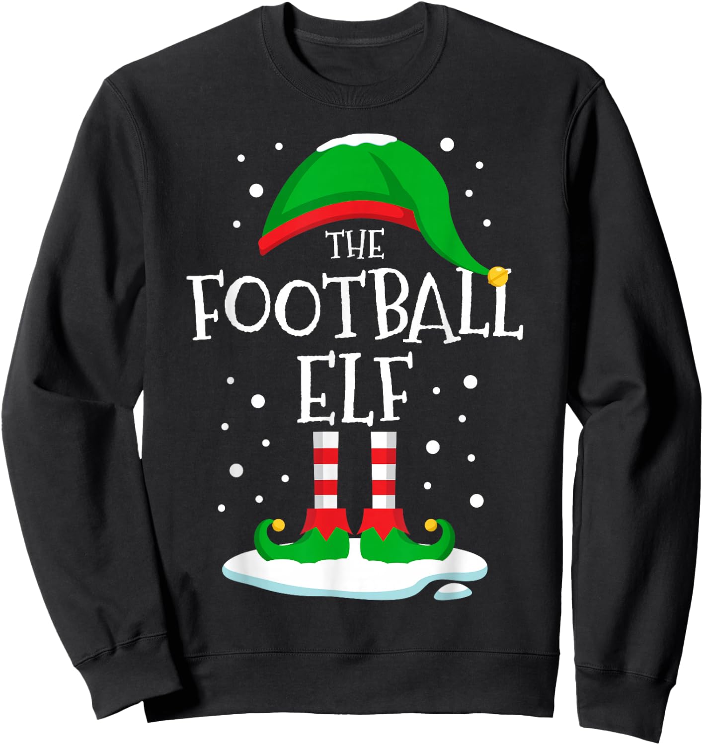 The Football Elf Christmas Family Matching Xmas Group Funny Sweatshirt - Sweatshirt | Black