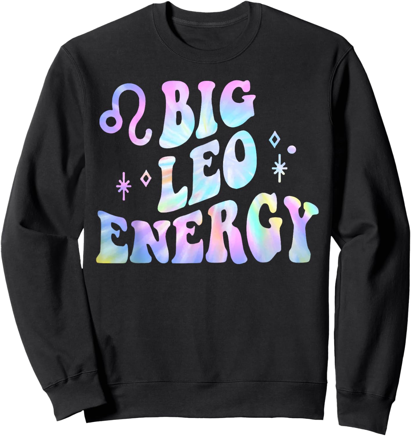 Leo Big Energy Retro Smile Flower Zodiac Birthday Sweatshirt - Sweatshirt | Black