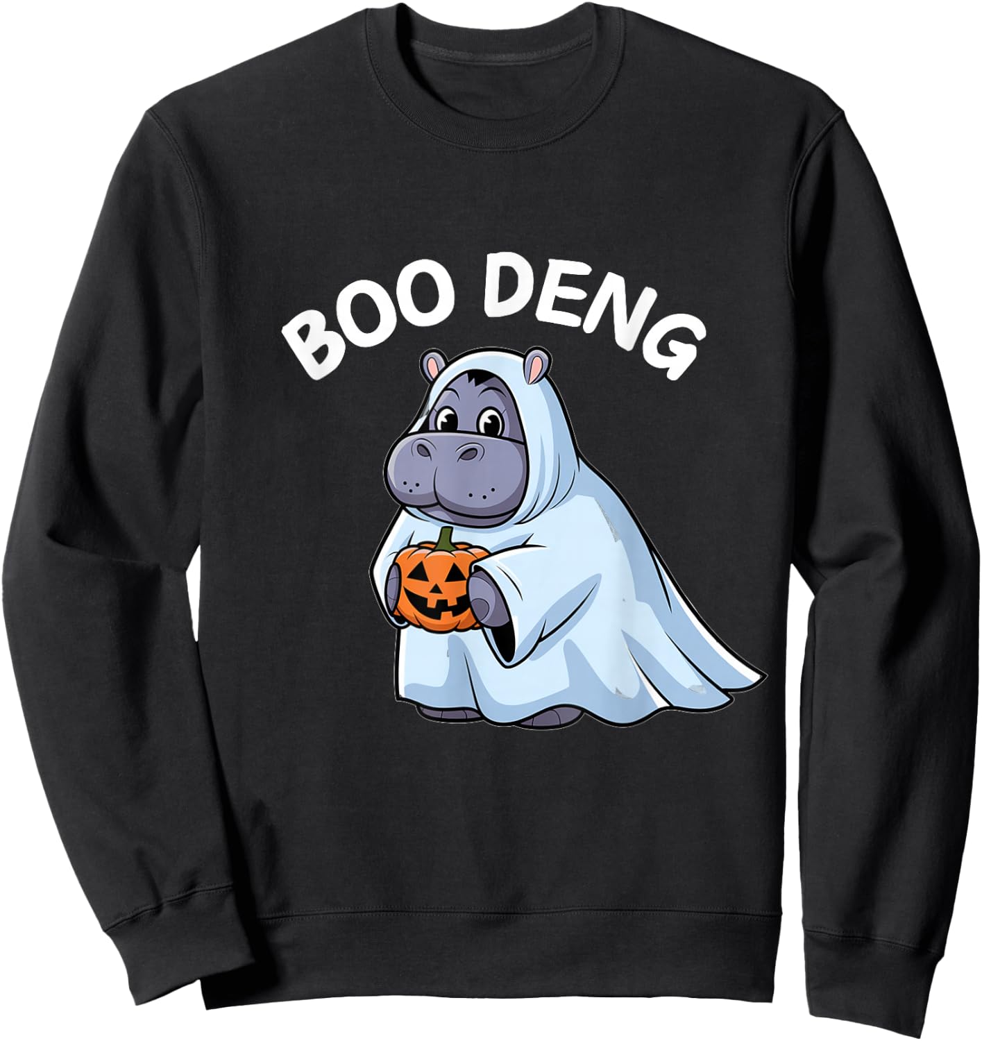 Cute Moo Deng Funny Boo Deng Halloween Costume Sweatshirt - Sweatshirt | Black