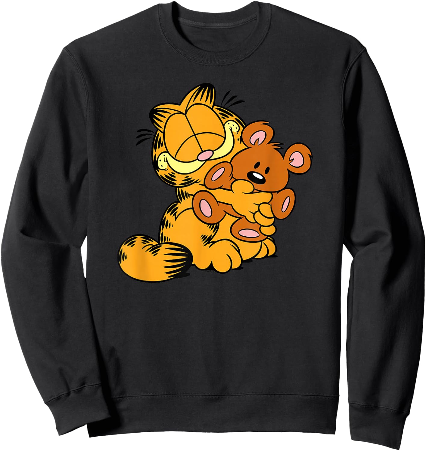 Garfield Hugging Pooky Cartoon Cat Sweatshirt - Sweatshirt | Black