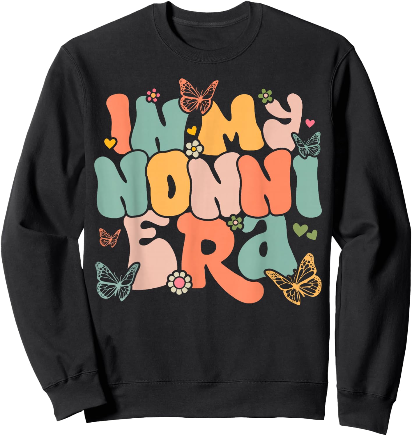 Retro Groovy In My Nonni Era Mother's Day Sweatshirt - Sweatshirt | Black