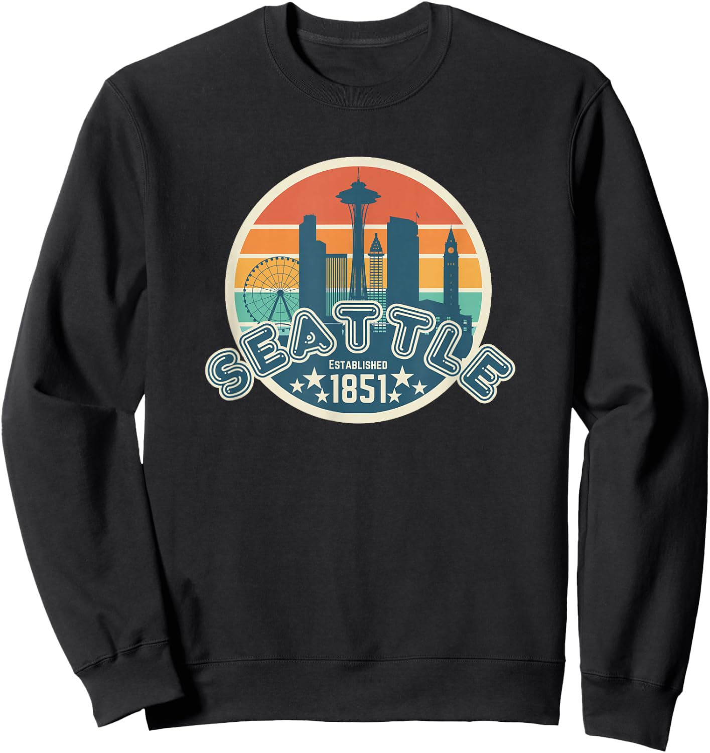 Seattle Space Needle Washington Men Women Kids Seattle Sweatshirt - Sweatshirt | Black