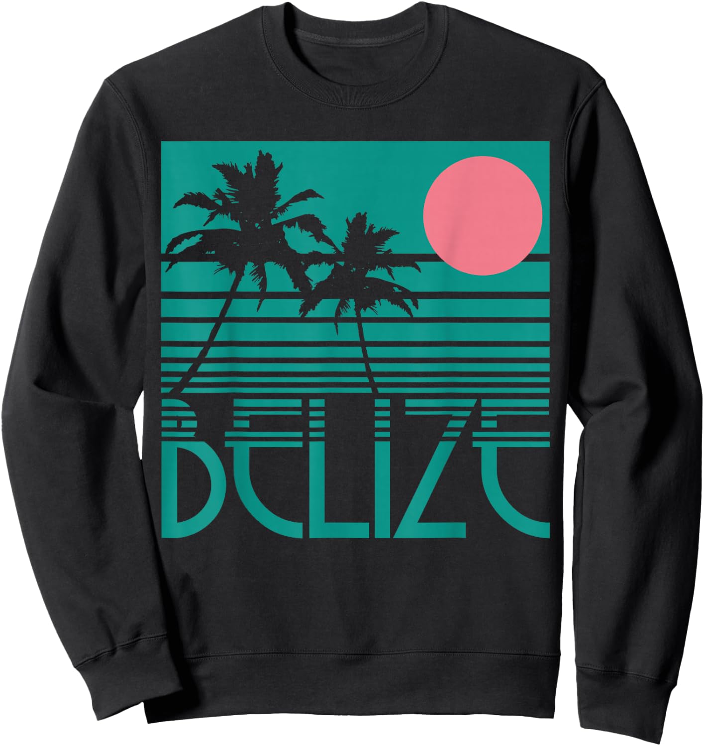 Belize Palm Trees Surf Vintage Retro Souvenir Sweatshirt - Sweatshirt | Black