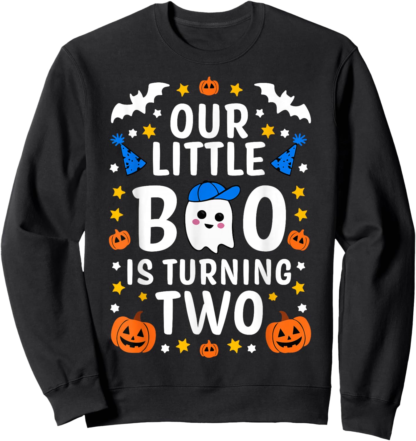 Our Little Boo Is Turning Two Yr 2nd Birthday Boy Halloween Sweatshirt - Sweatshirt | Black