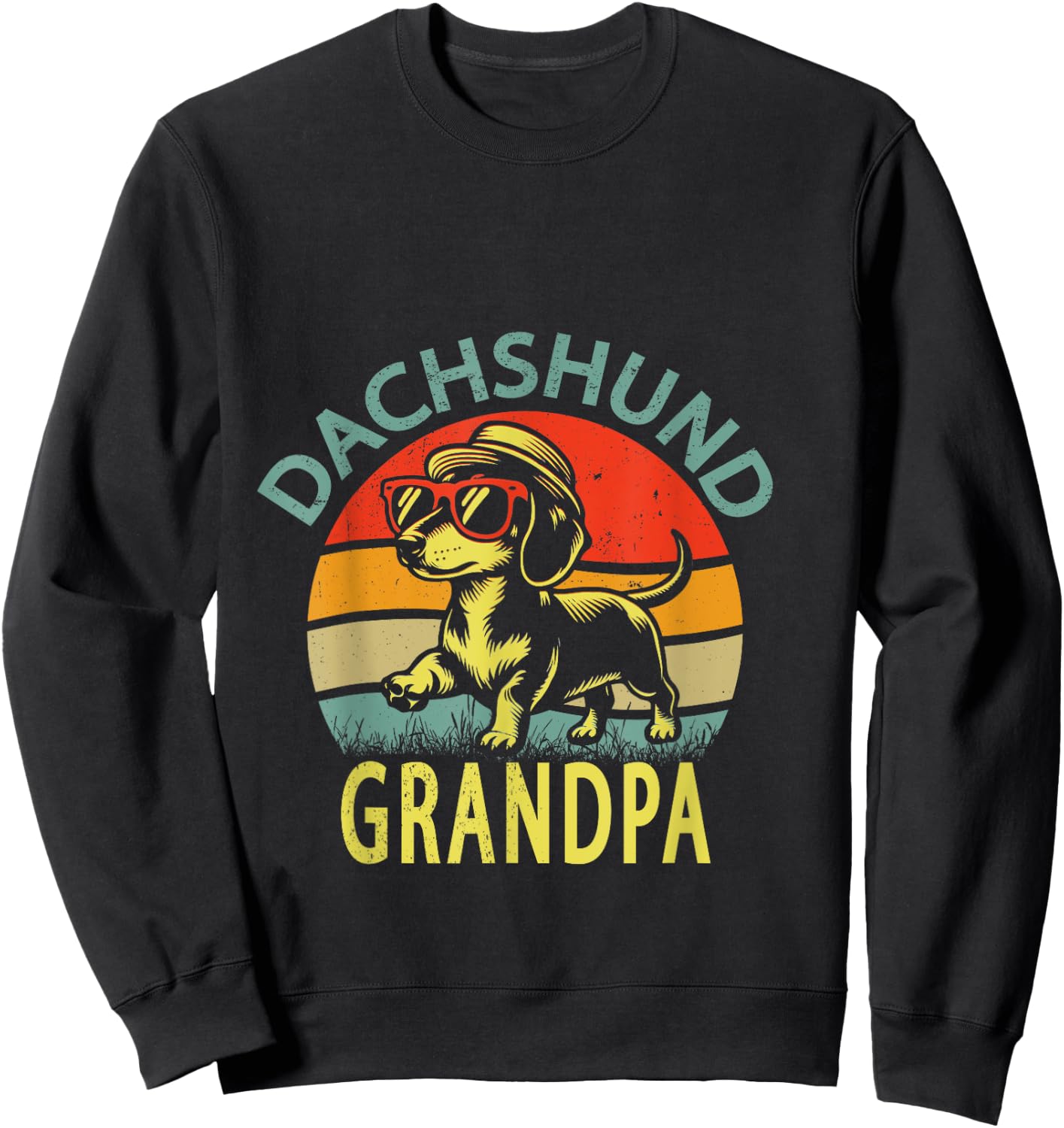 Funny Vintage Dachshund grandpa Father's Day Sweatshirt - Sweatshirt | Black