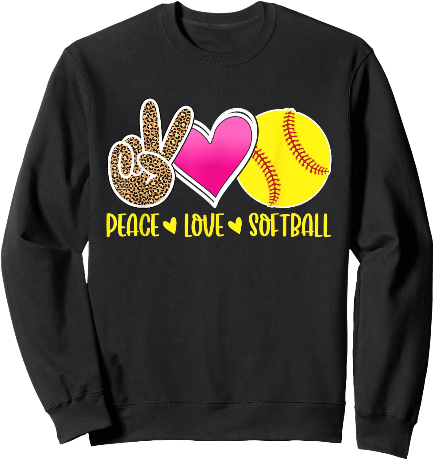 Peace Love Softball For Teen Girls | Peace Love Play Sweatshirt - Sweatshirt | Black