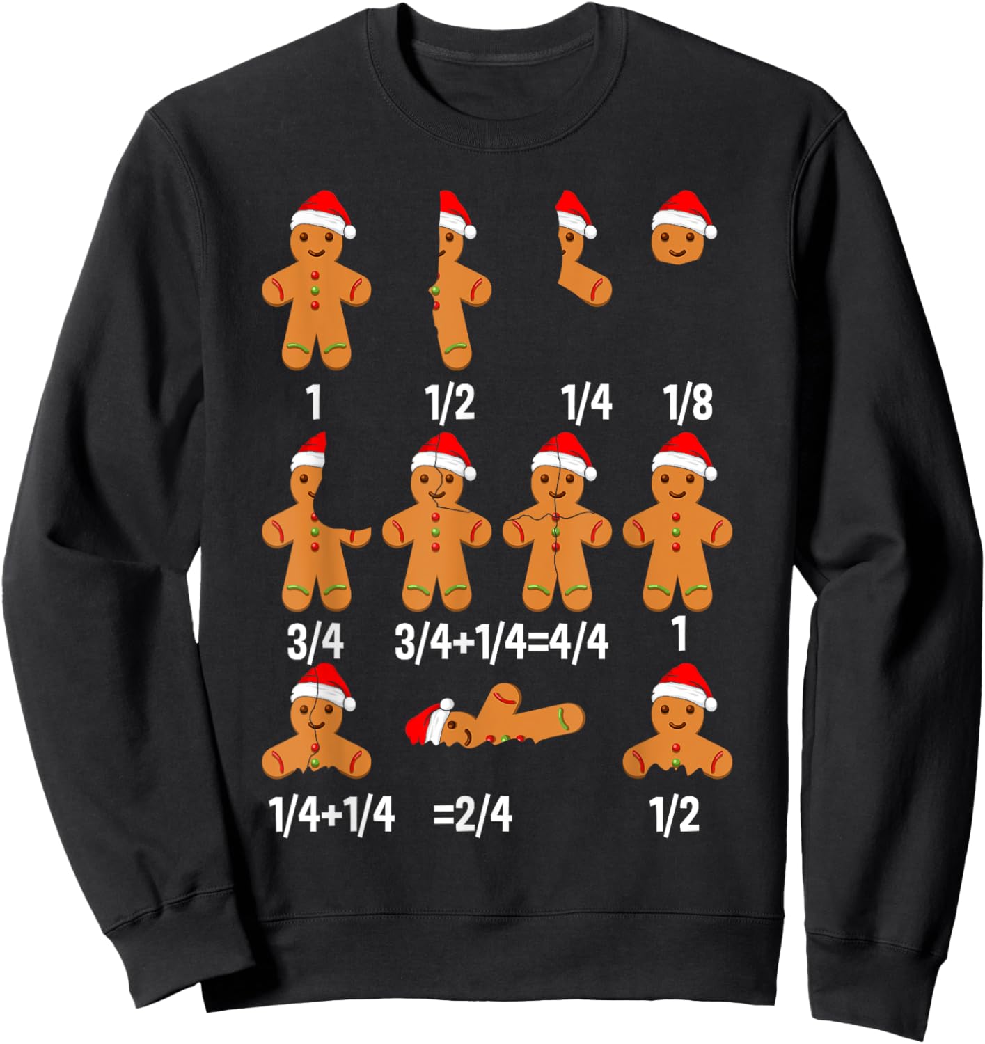 Christmas Math Teacher Equation Gingerbread With Santa Hat Women Girls Kids Sweatshirt - Sweatshirt | Black