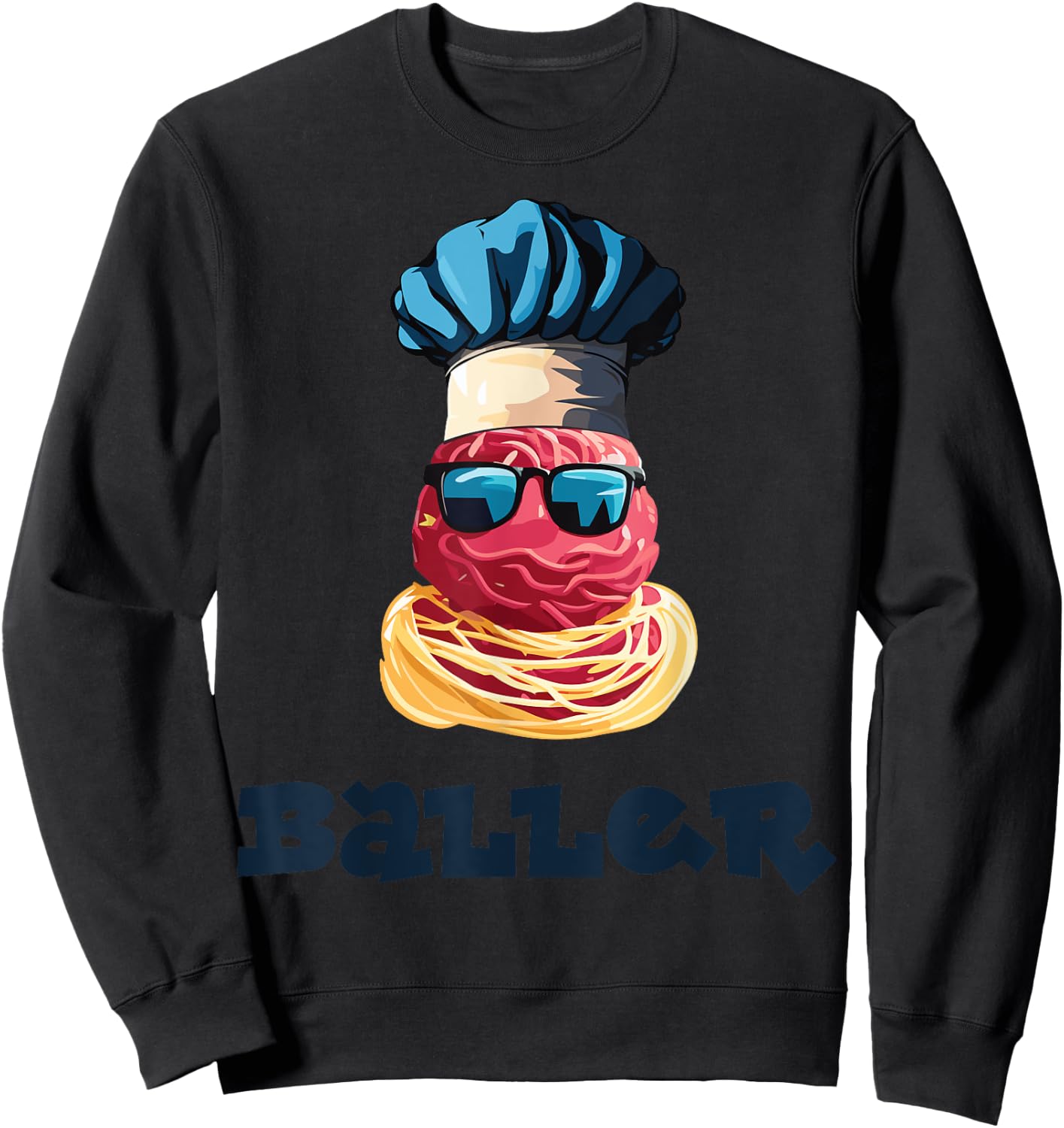Sporty Chef, Meet Meatballer the Ballin’ Baller Sweatshirt - Sweatshirt | Black