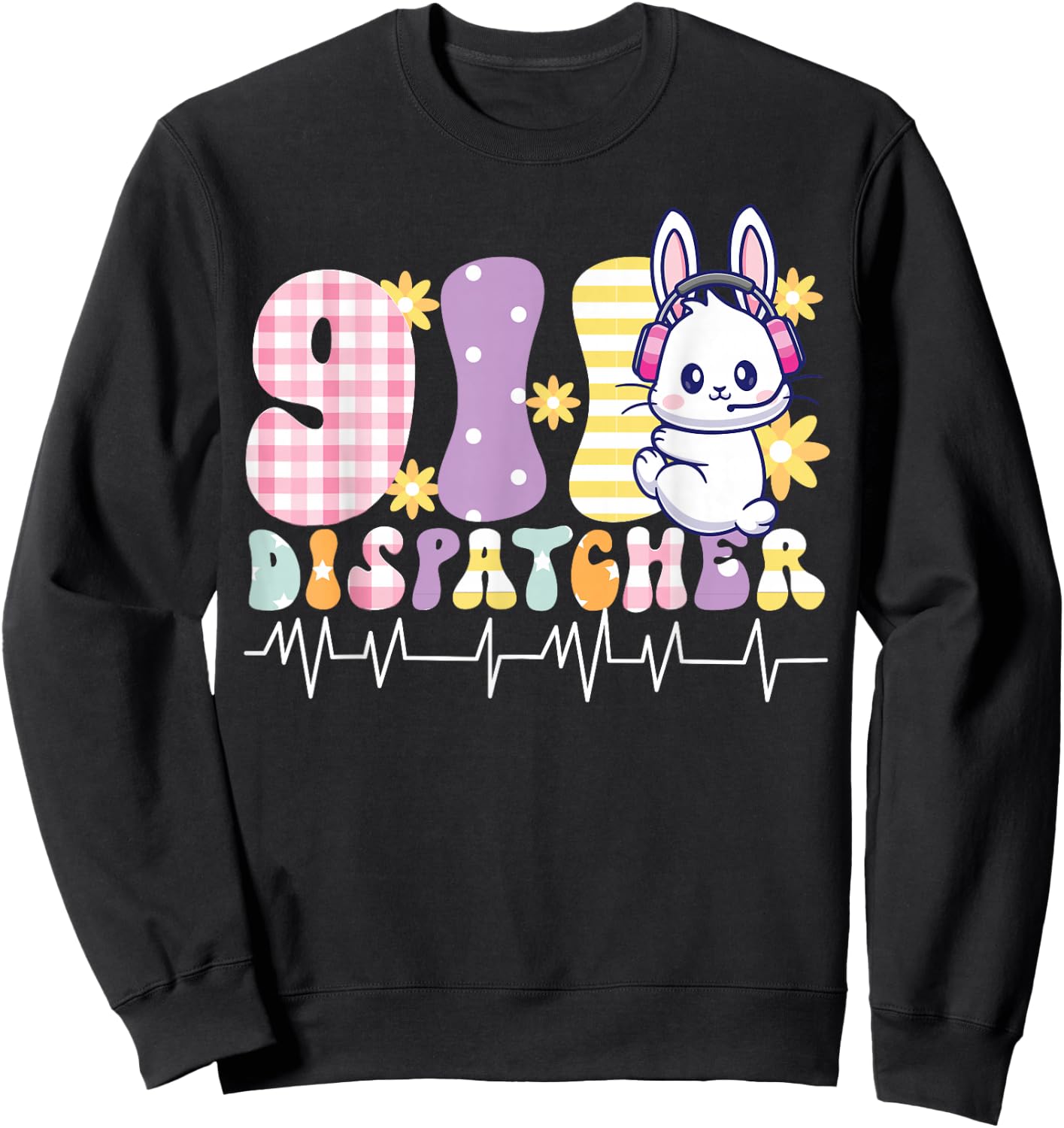 911 Dispatcher Thin Gold Yellow Line Easter 911 Dispatcher Sweatshirt - Sweatshirt | Black