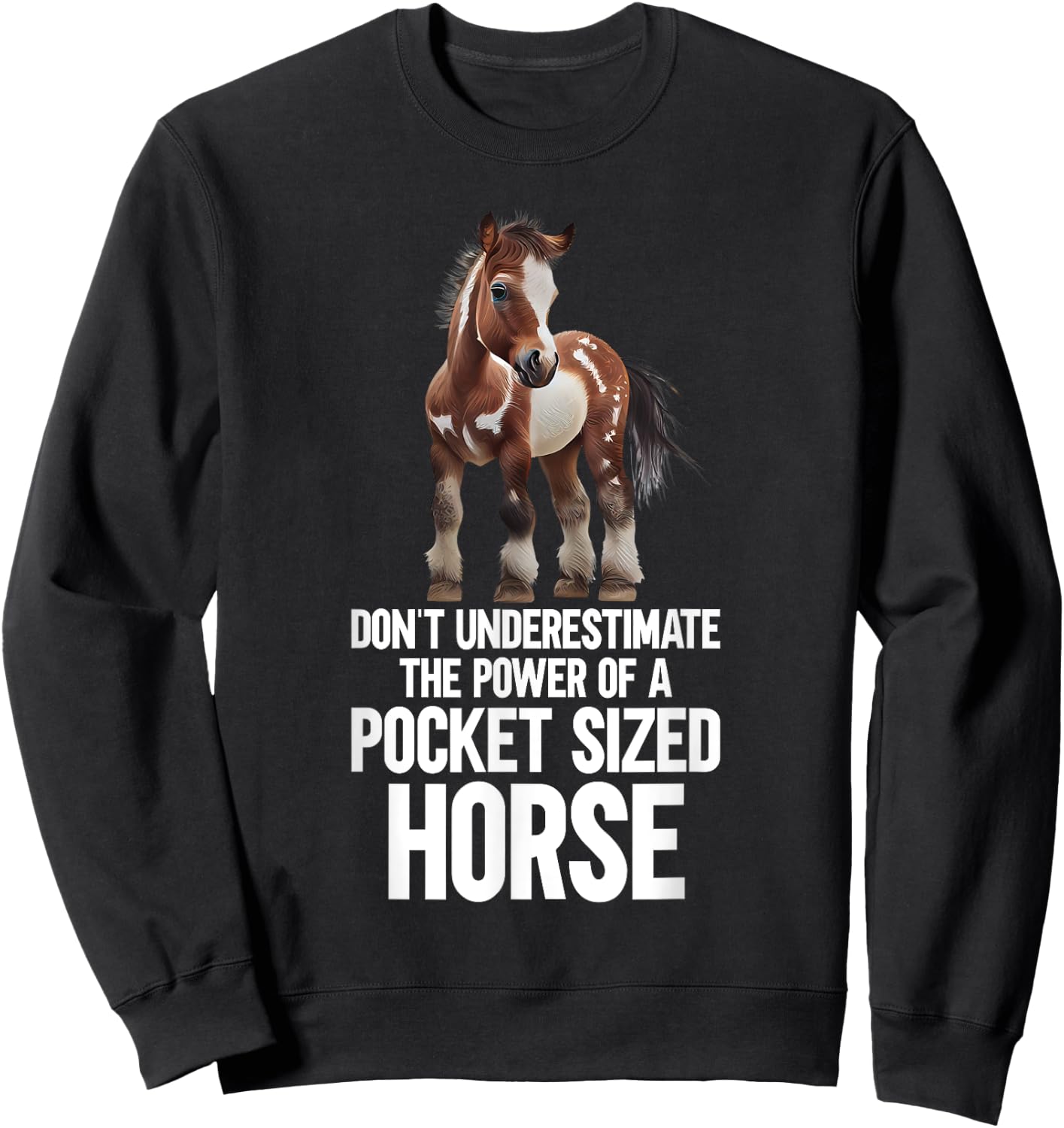 Miniature Horse Mini Horse Pet Tiny Horse Lover Pony Sweatshirt - Sweatshirt | Black