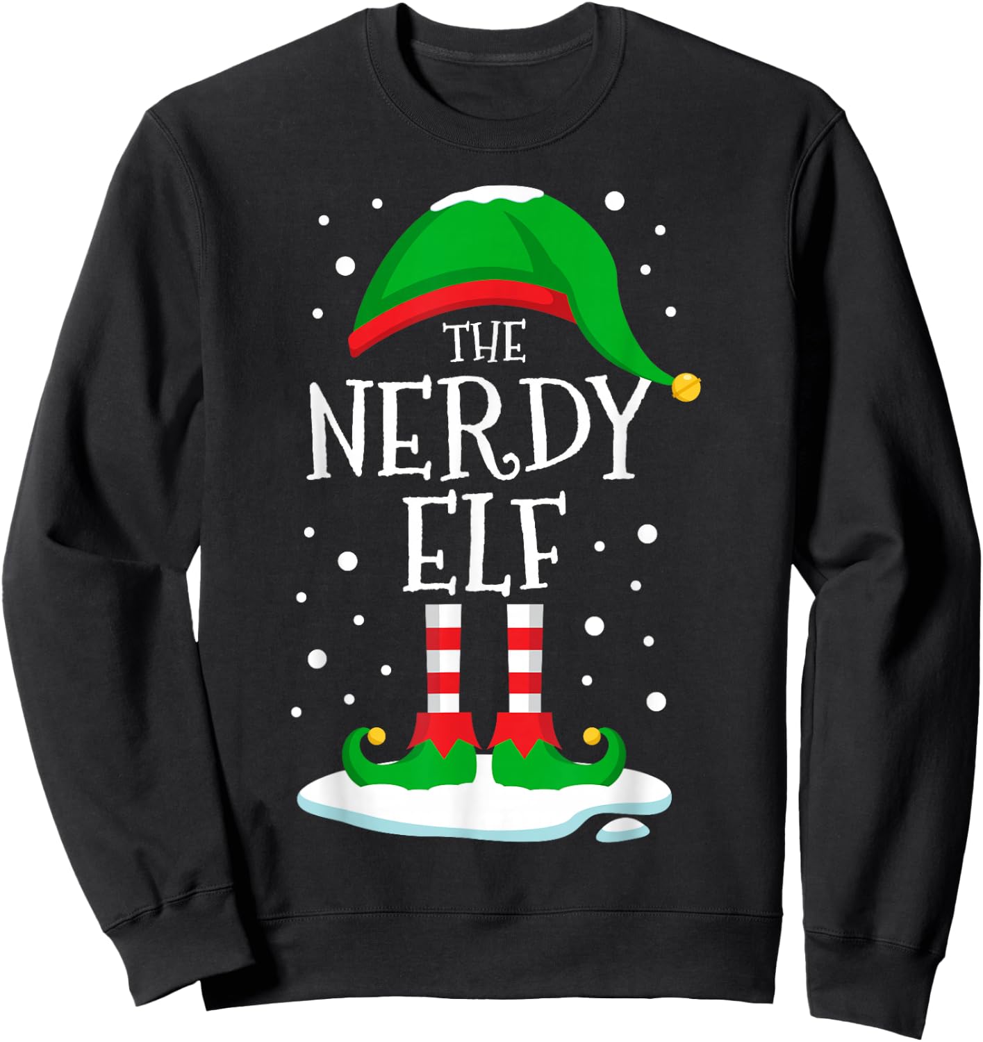 The Nerdy Elf Christmas Family Matching Xmas Group Funny Sweatshirt - Sweatshirt | Black