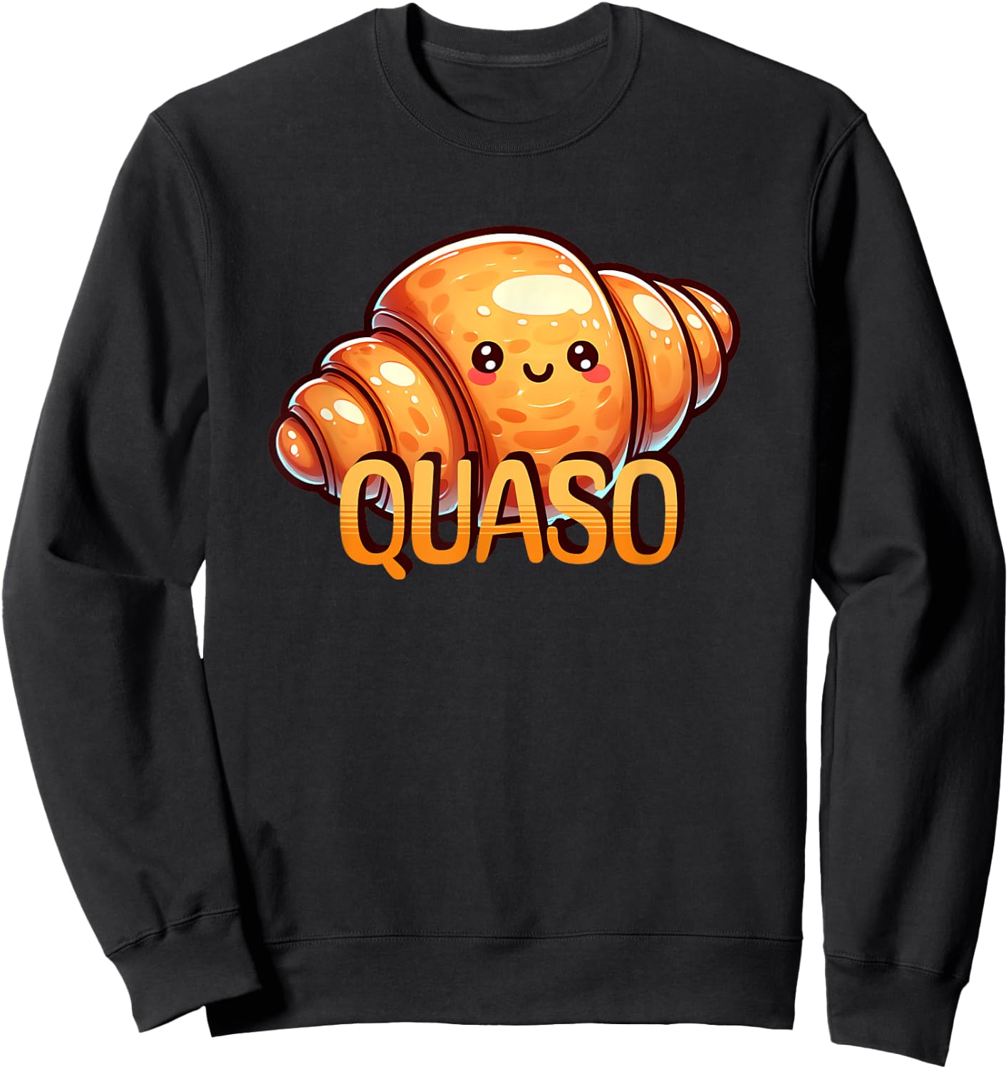 Croissant Kawaii Cute Quaso Meme Sweatshirt - Sweatshirt | Black