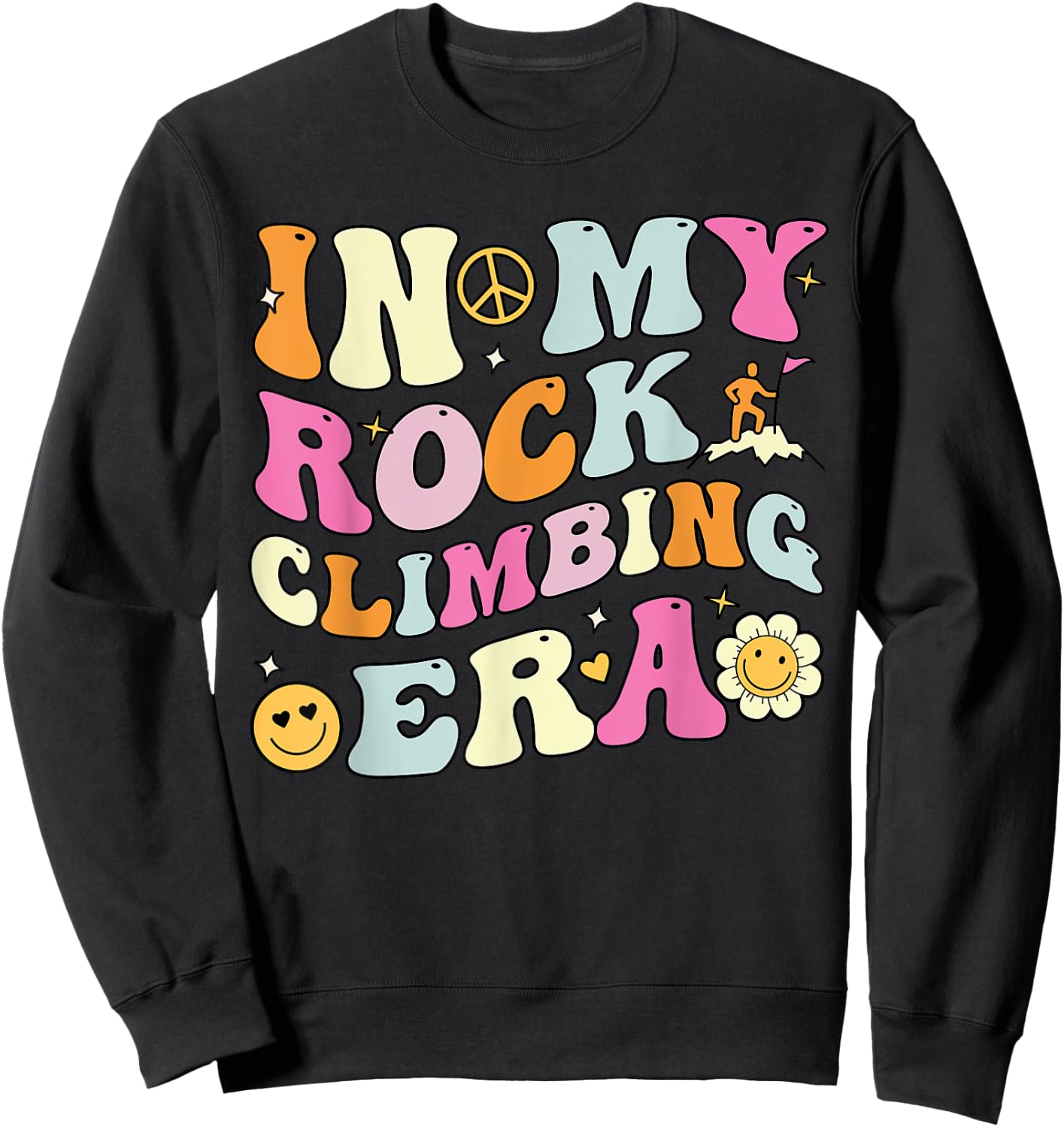 In My Rock Climbing Era, Cute Groovy Rock Climber Sweatshirt - Sweatshirt | Black