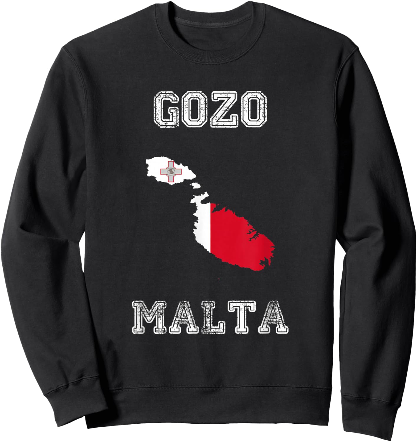 Malta Distressed Flag Gozo Pride Sweatshirt - Sweatshirt | Black