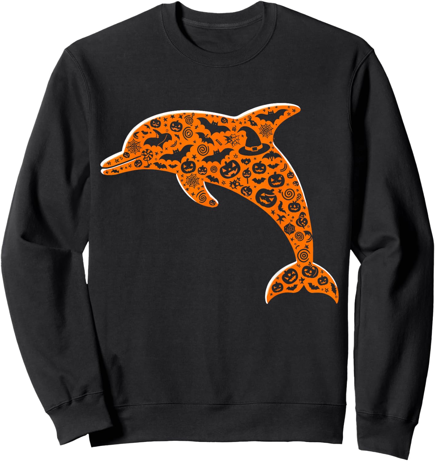 Funny Pumpkin Dolphin Candy Halloween Kids Sweatshirt - Sweatshirt | Black
