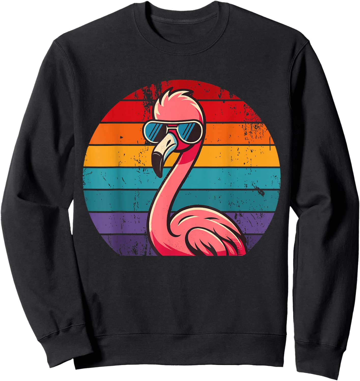 Pink Flamingo in Sunglasses Men Women Kids Funny Flamingo Sweatshirt - Sweatshirt | Black