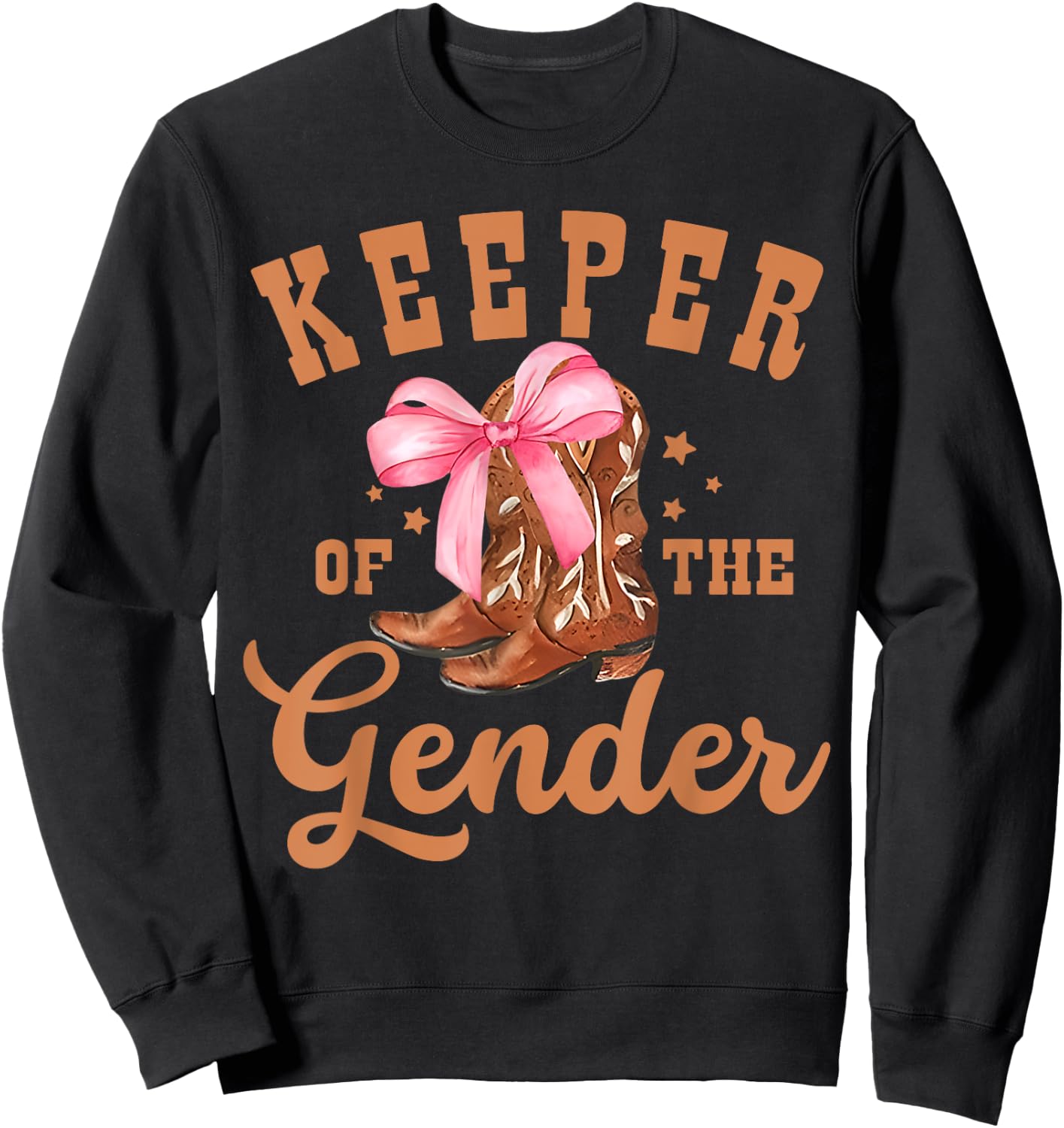 Keeper of The Gender Bow Or Cowboy Boot Gender Reveal Sweatshirt - Sweatshirt | Black