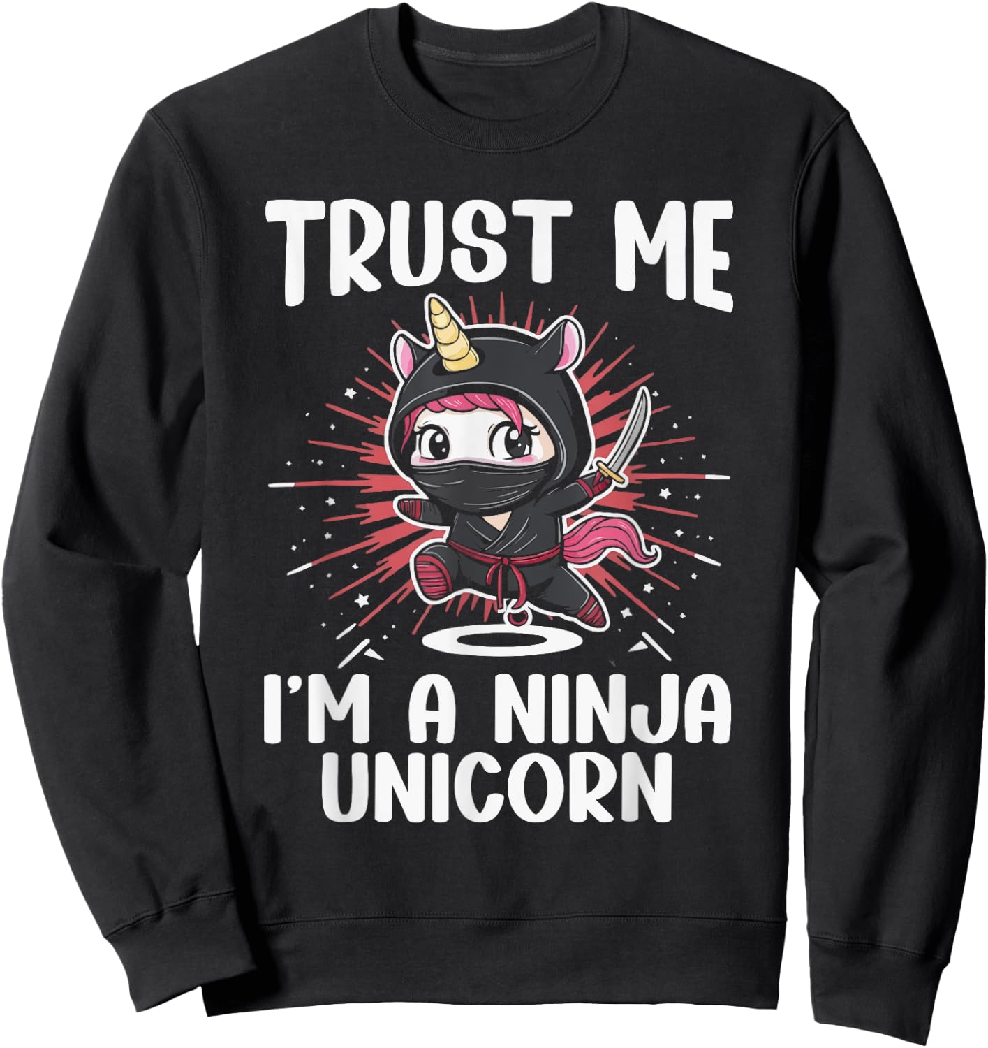Ninjacorn Unicorn Lover Shuriken Kunai Shinobi Ninja Sweatshirt - Sweatshirt | Black