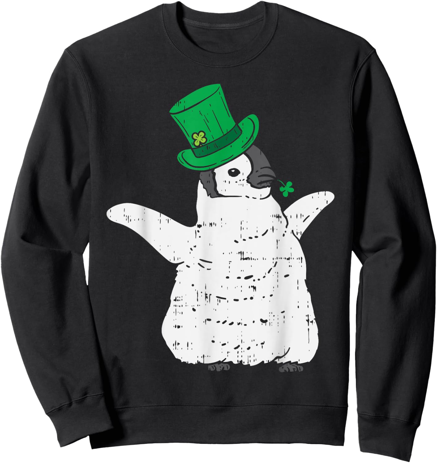 Irish Penguin Leprechaun Animal Cute Bird St Patricks Day Sweatshirt - Sweatshirt | Black