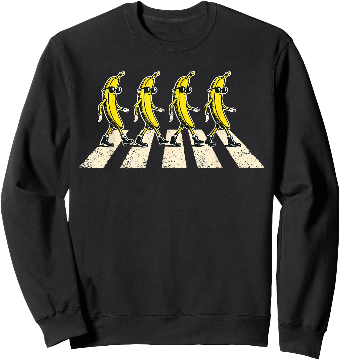Retro Banana Novelty Men Women Kids Funny Banana Sweatshirt - Sweatshirt | Black