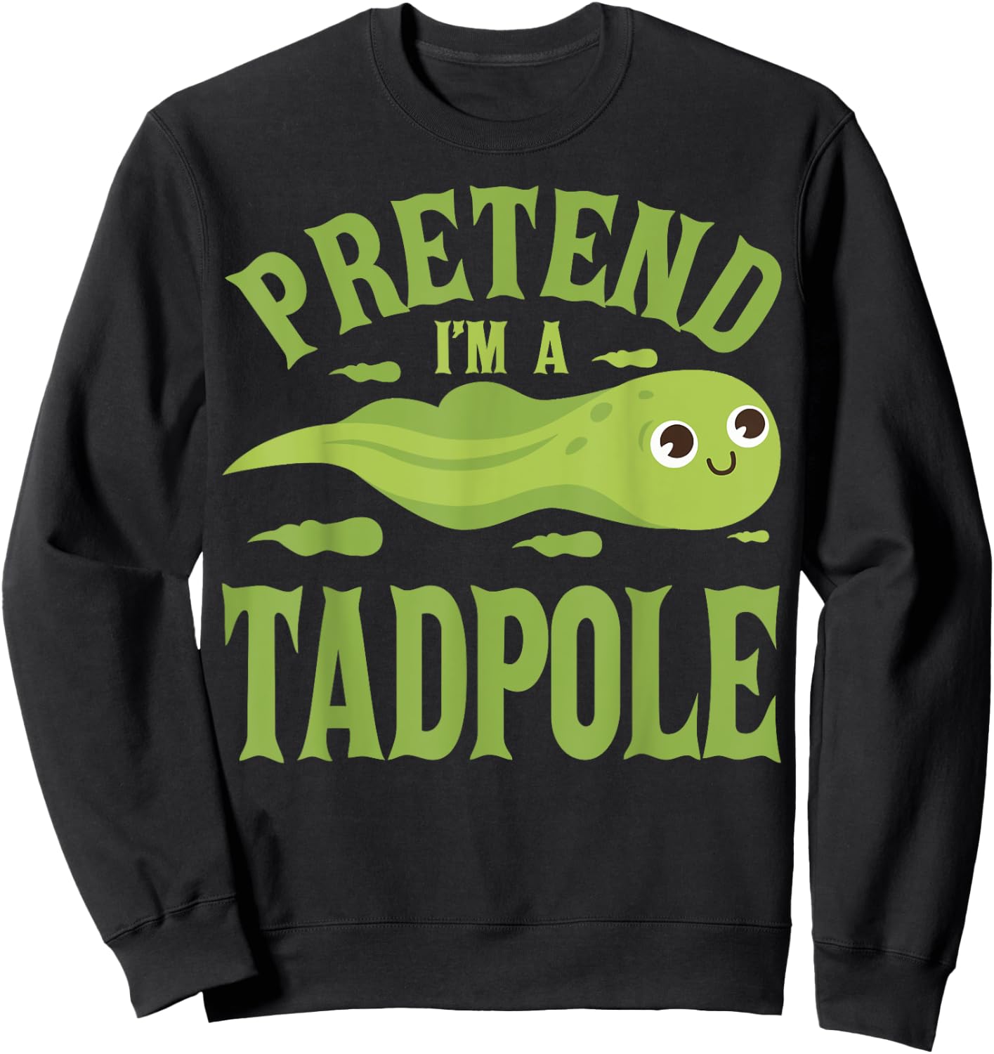 Pretend Tadpole Costume Amphibian Outfit Adult Black Medium Modern Cartoon Halloween Sweatshirt - Sweatshirt | Black