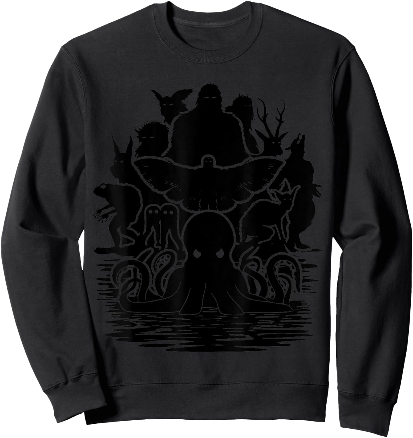 Bigfoot Mothman Dogman Other Monsters! Funny Cryptid Sweatshirt - Sweatshirt | Black