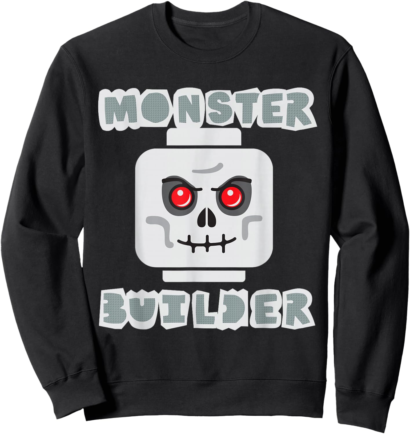 Halloween Building Bricks Monster Builder Skull Head funny Sweatshirt - Sweatshirt | Black