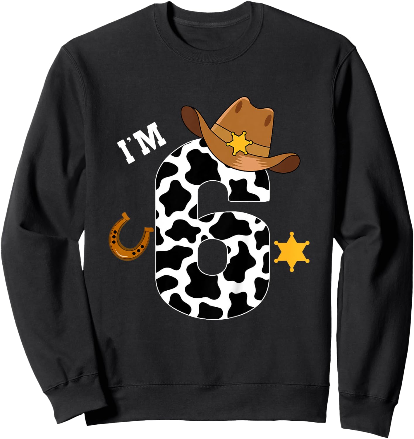 Kids 6th Birthday Shirt Boy 6 Year Old Rodeo Western Cowboy Sweatshirt - Sweatshirt | Black