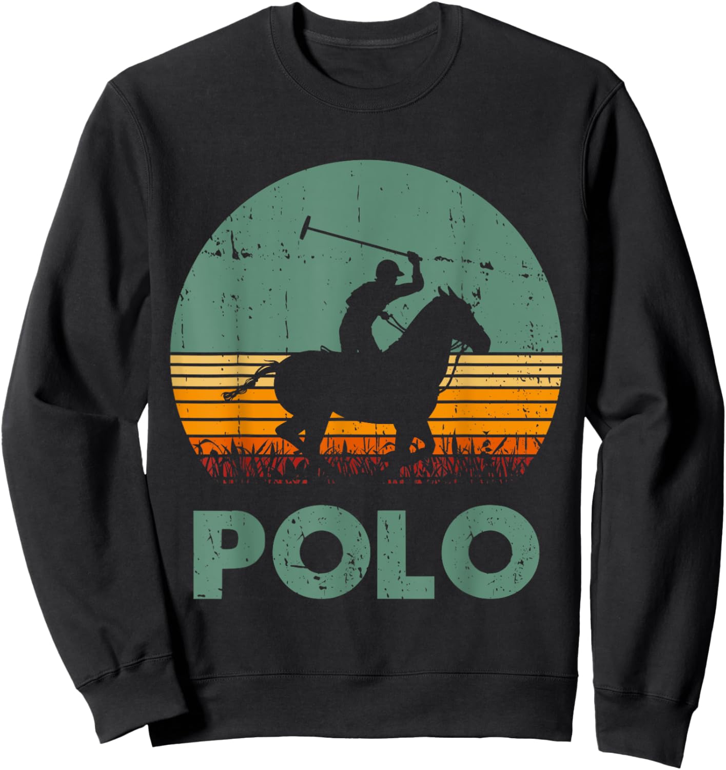 Polo Players Horseback Riding Horse Equestrian Sports Sweatshirt - Sweatshirt | Black
