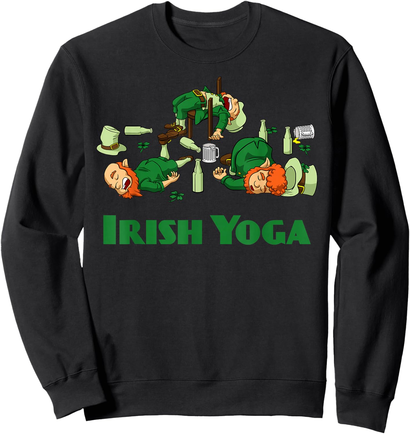 Irish Yoga Funny St. Patrick's Day Party Leprechaun Matching Sweatshirt - Sweatshirt | Black
