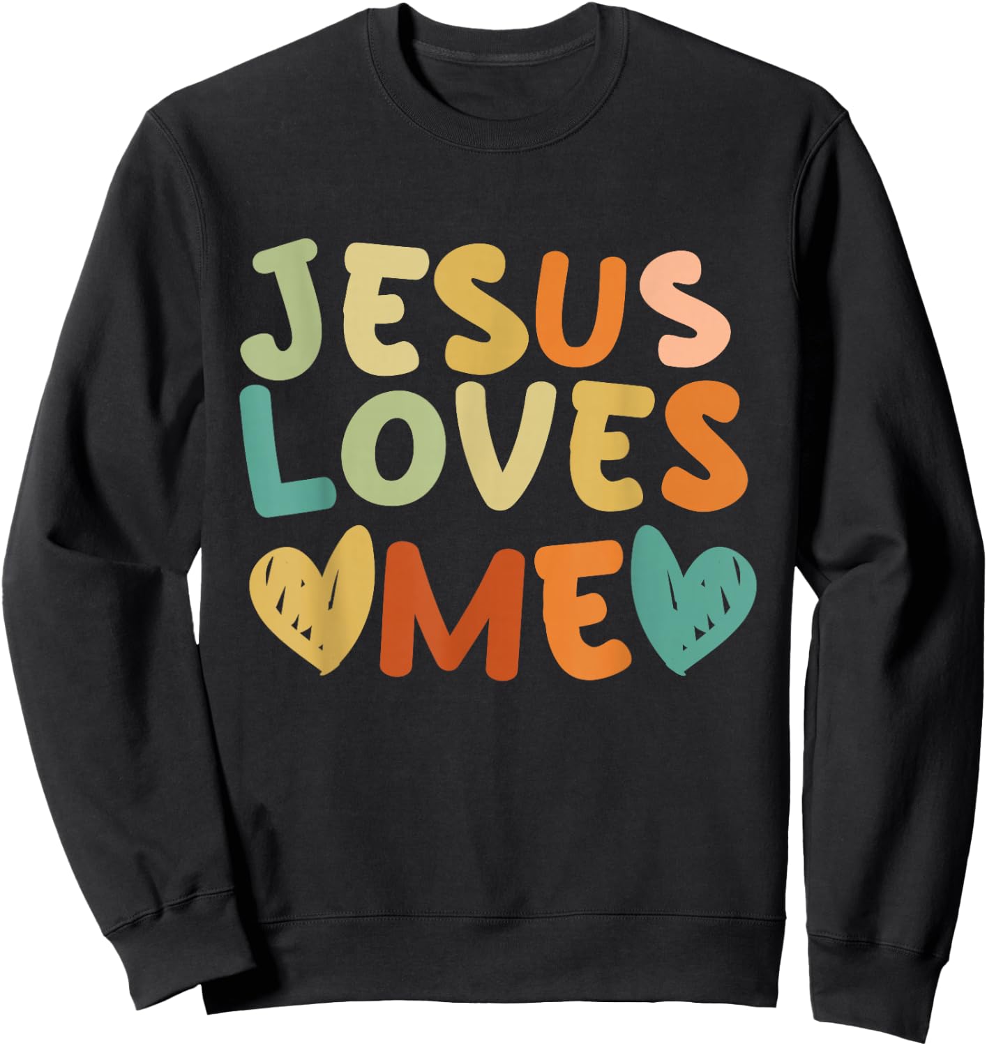 Groovy Jesus Loves Me Biblical Christian Church Retro Sweatshirt - Sweatshirt | Black
