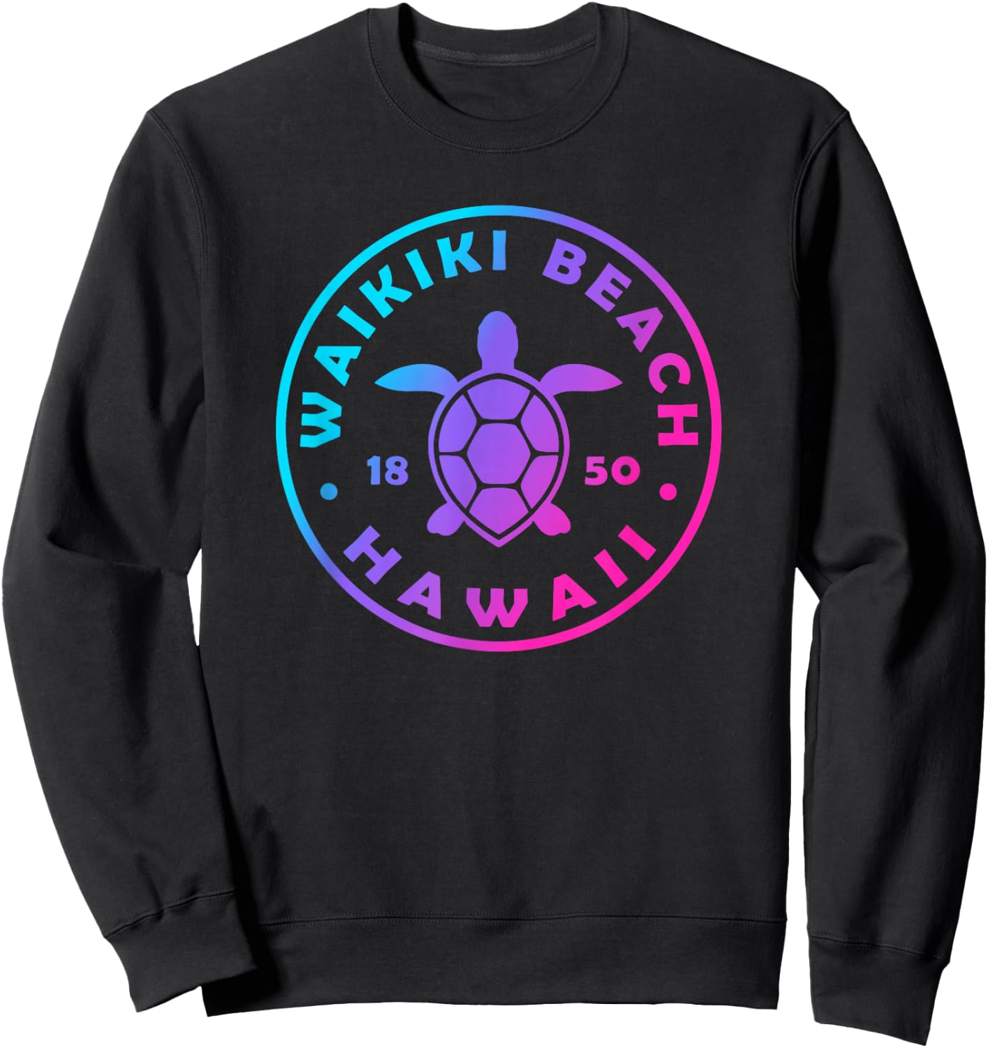 Waikiki Beach Hawaii Sea Turtle Tie Dye Boys Girls Kids Sweatshirt - Sweatshirt | Black