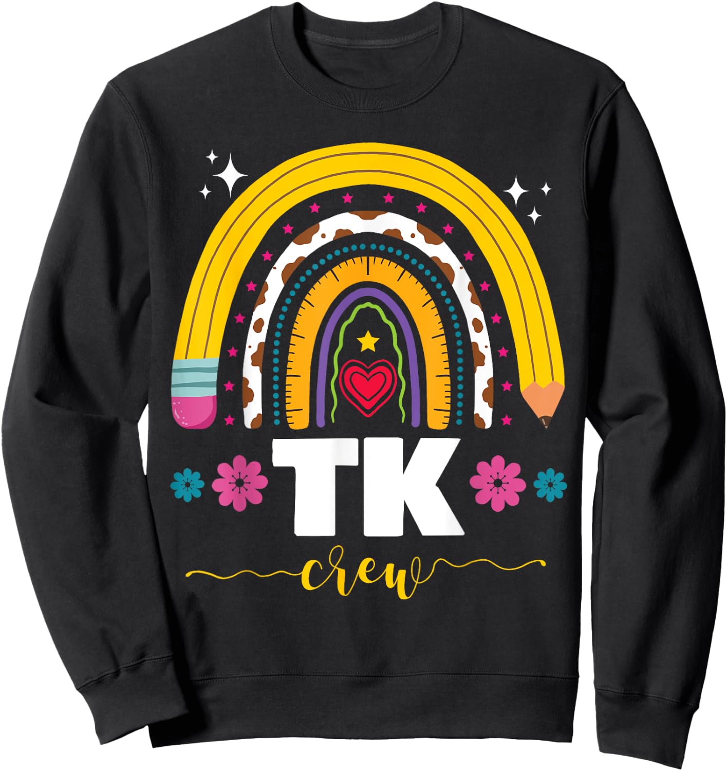 Transitional Kindergarten TK Crew Rainbow Back to School Sweatshirt - Sweatshirt | Black