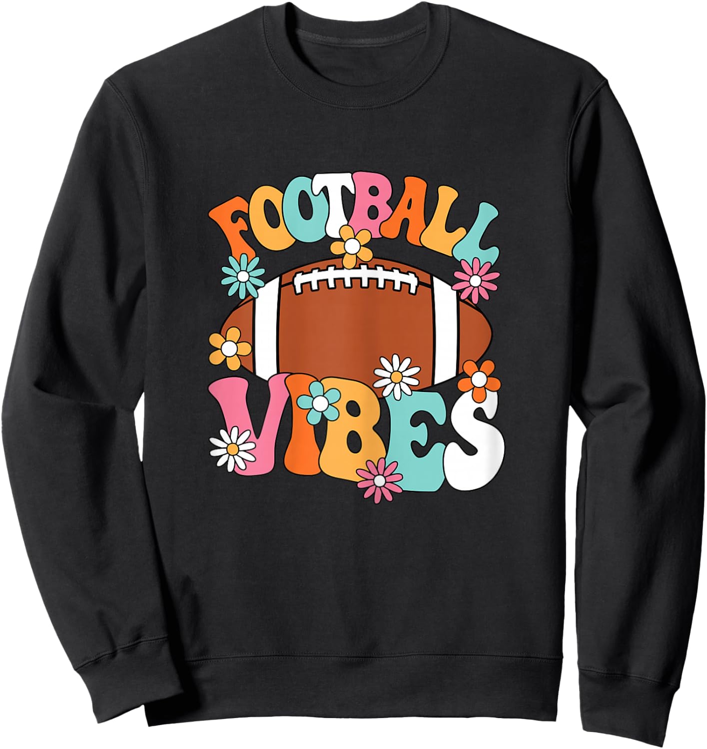 Football Vibes American Football Player Groovy Women Girls Sweatshirt - Sweatshirt | Black