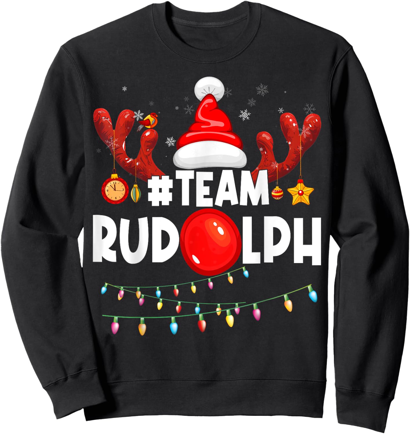 Team Rudolph-Cool Christmas Reindeer Costume Sweatshirt - Sweatshirt | Black