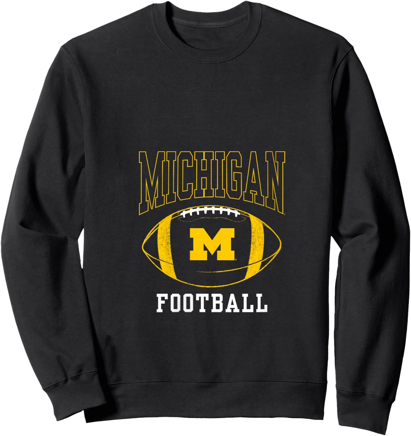 University of Michigan Wolverines U of M Football Ball V-Neck Sweatshirt - Sweatshirt | Black