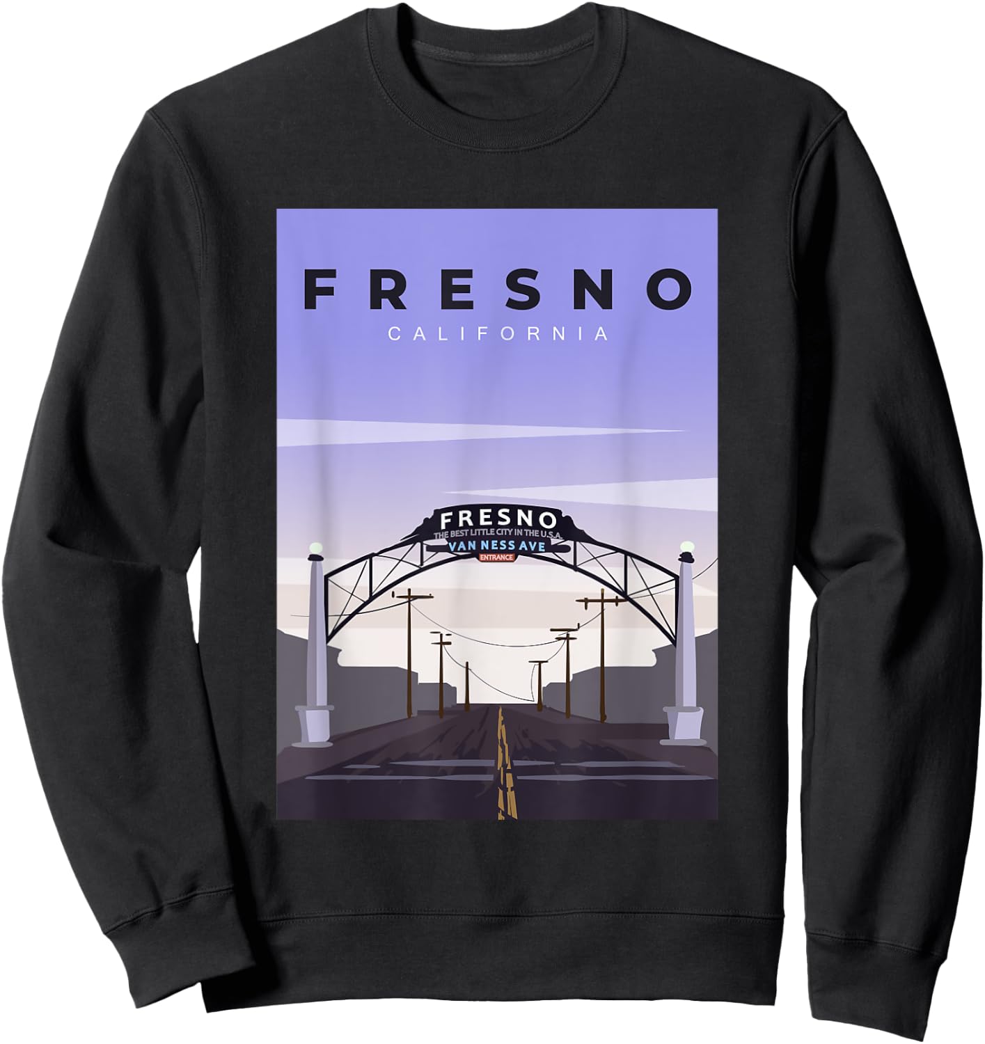 Fresno Welcome Arch Fresno California Souvenir Sweatshirt - Sweatshirt | Black