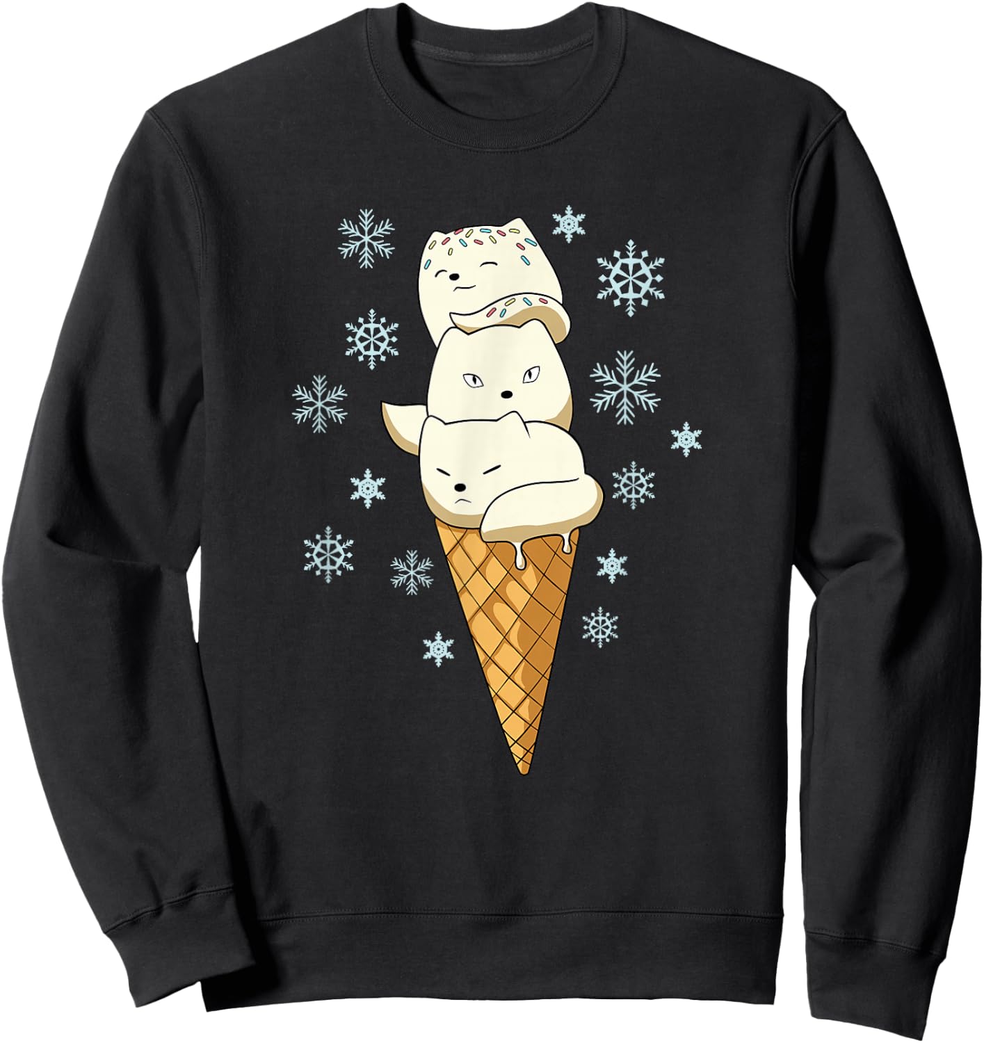 Polar Fox Ice Cream in Waffle Gift Sweatshirt - Sweatshirt | Black
