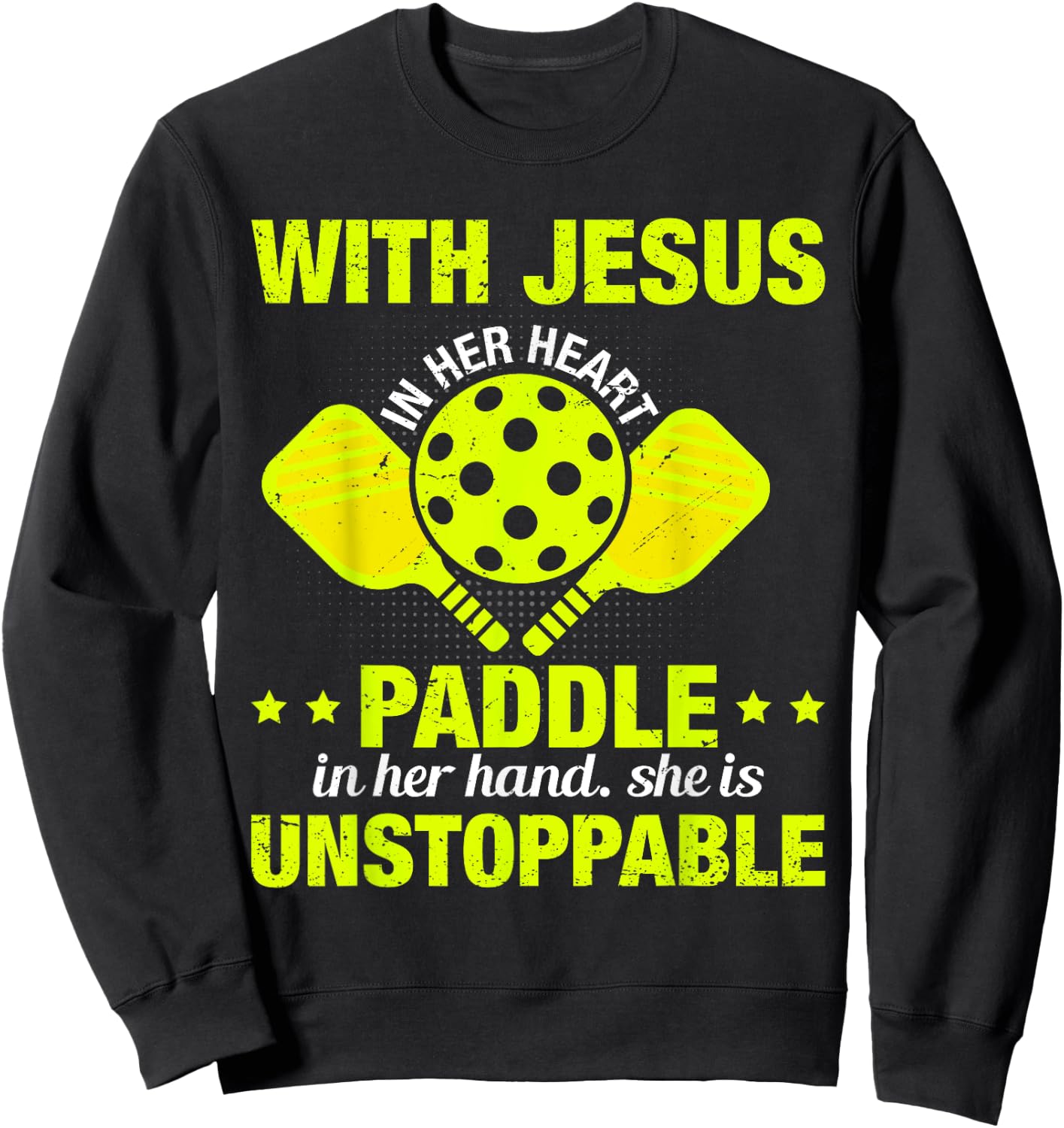 Christian Pickleball Girl Women Religious Jesus Pickleball Sweatshirt - Sweatshirt | Black