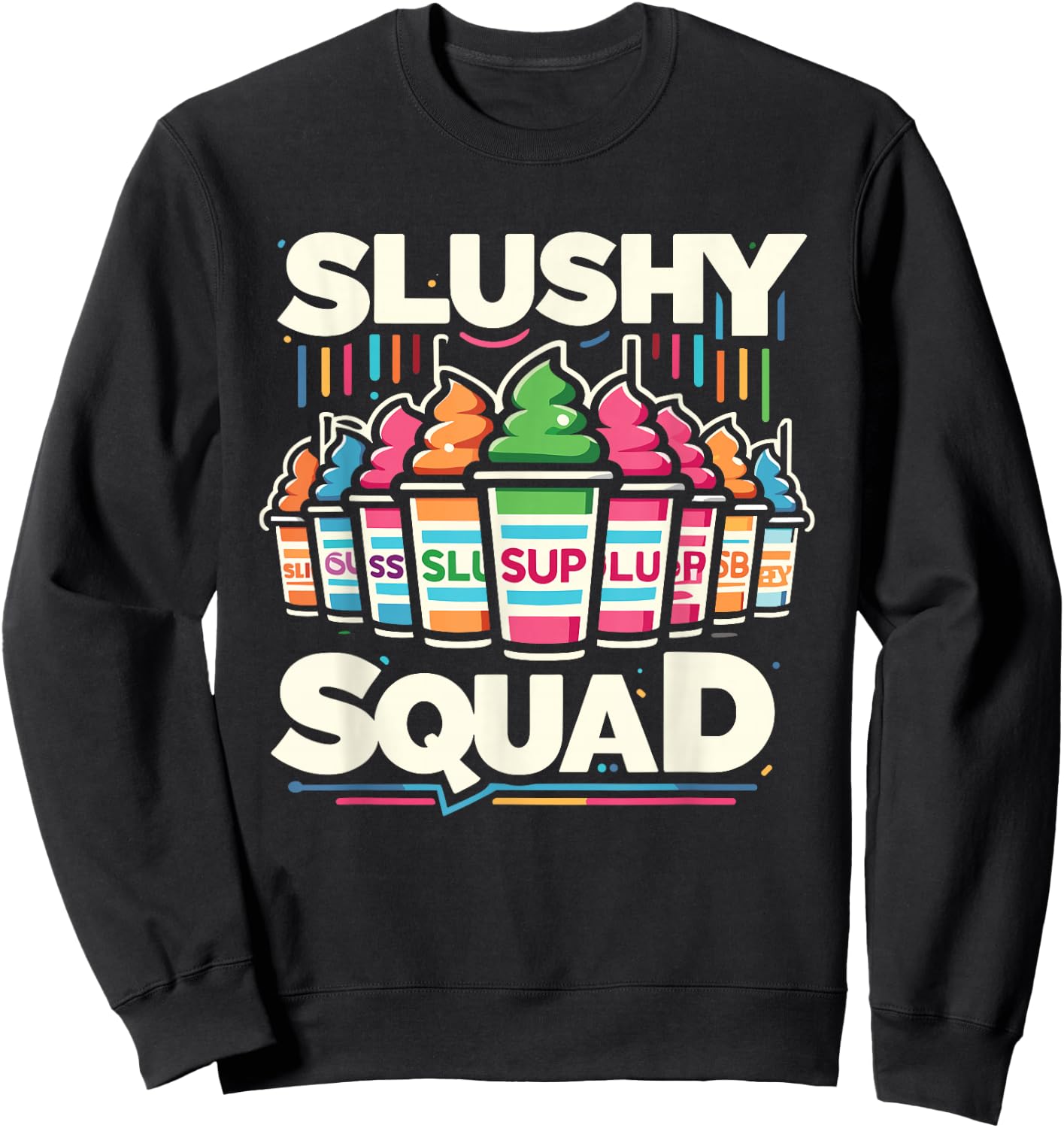 Slushy Squad Retro Rainbow Line-Up Sweatshirt - Sweatshirt | Black