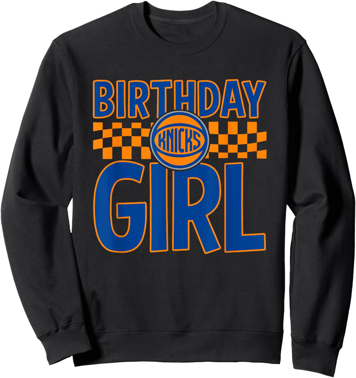 NBA New York Knicks Birthday Girl Checkered Logo Sweatshirt - Sweatshirt | Black