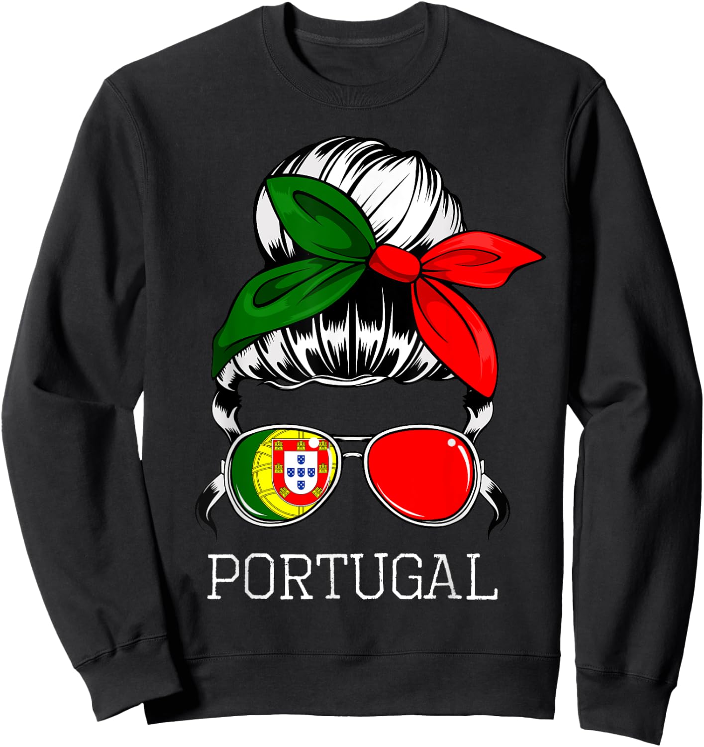 Portuguese Girl Portugal Woman Proud Portugal Flag Bandana Sweatshirt - Sweatshirt | Black