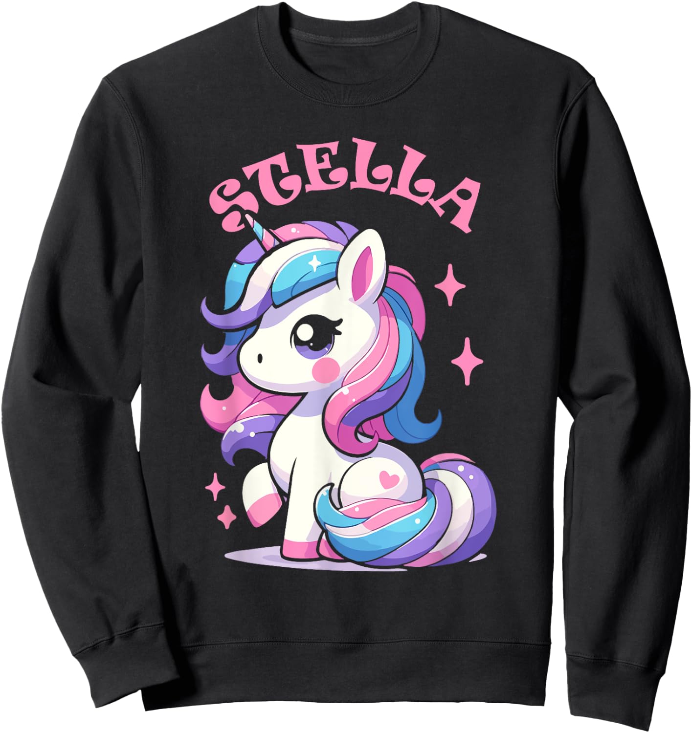 Stella Cute Unicorn Design for Girls Name Stella Sweatshirt - Sweatshirt | Black