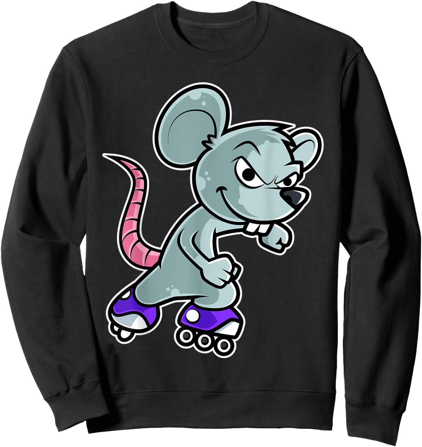 Mouse Retro Rat Roller Skate Sweatshirt - Sweatshirt | Black