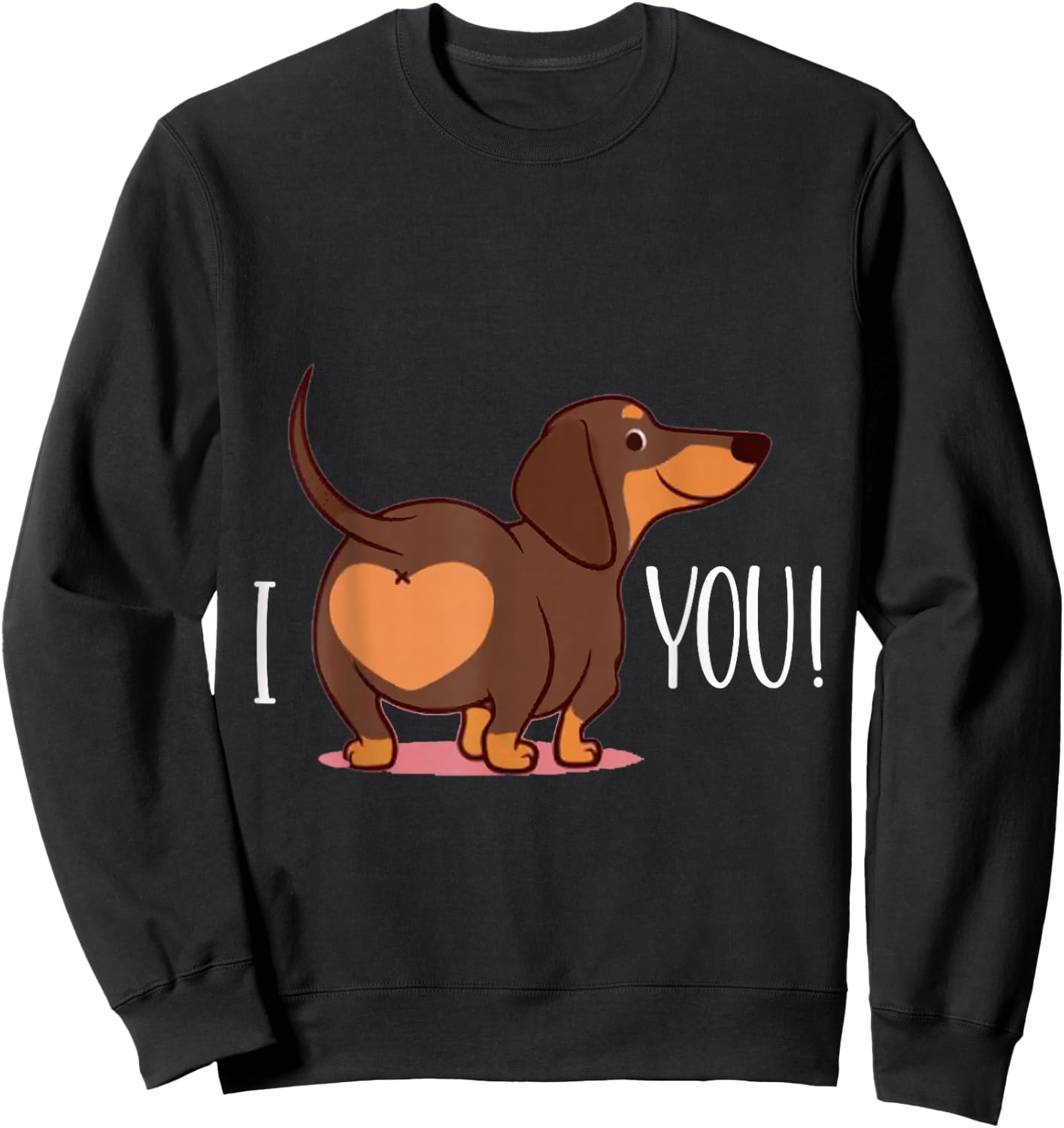 Cute Puppy Dog Lovers I Love Dachshunds Heart Sweatshirt - Sweatshirt | Black
