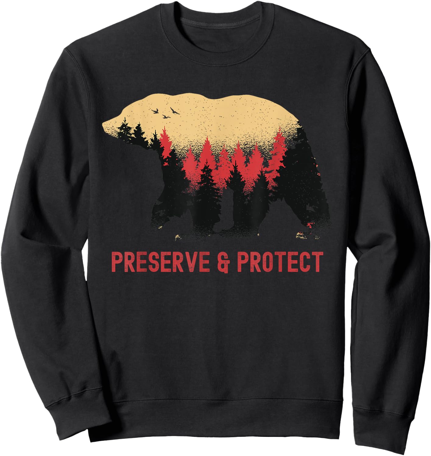 Earth Day Preserve and Protect Vintage National Park Bear Sweatshirt - Sweatshirt | Black