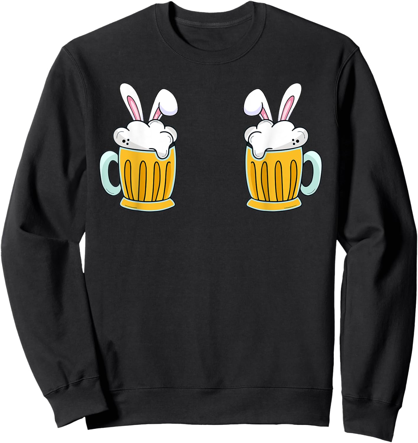 Easter Day Bunny Beer Mug Boobs Funny Drinking Party Sweatshirt - Sweatshirt | Black