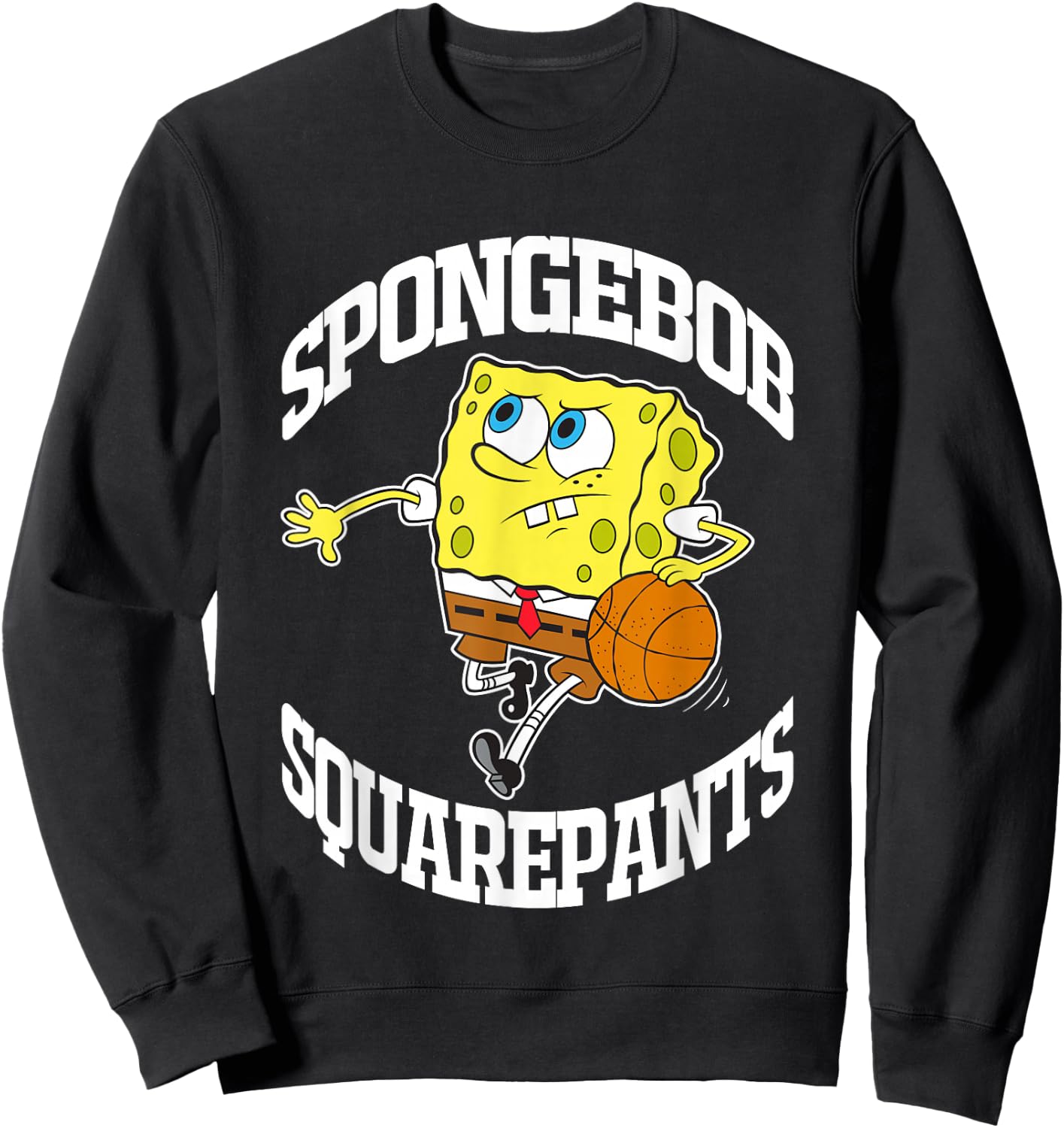 SpongeBob SquarePants Playing Basketball White Logo Sweatshirt - Sweatshirt | Black